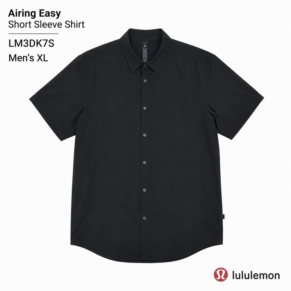 Men's Lululemon Black Airing Easy Short-Sleeve Shirt XL Casual Preppy